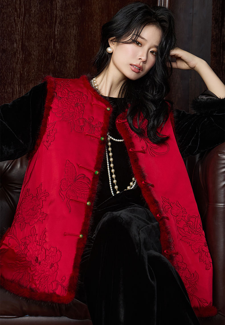 New A/W Chinese style padded and thickened vest CA25010709RD