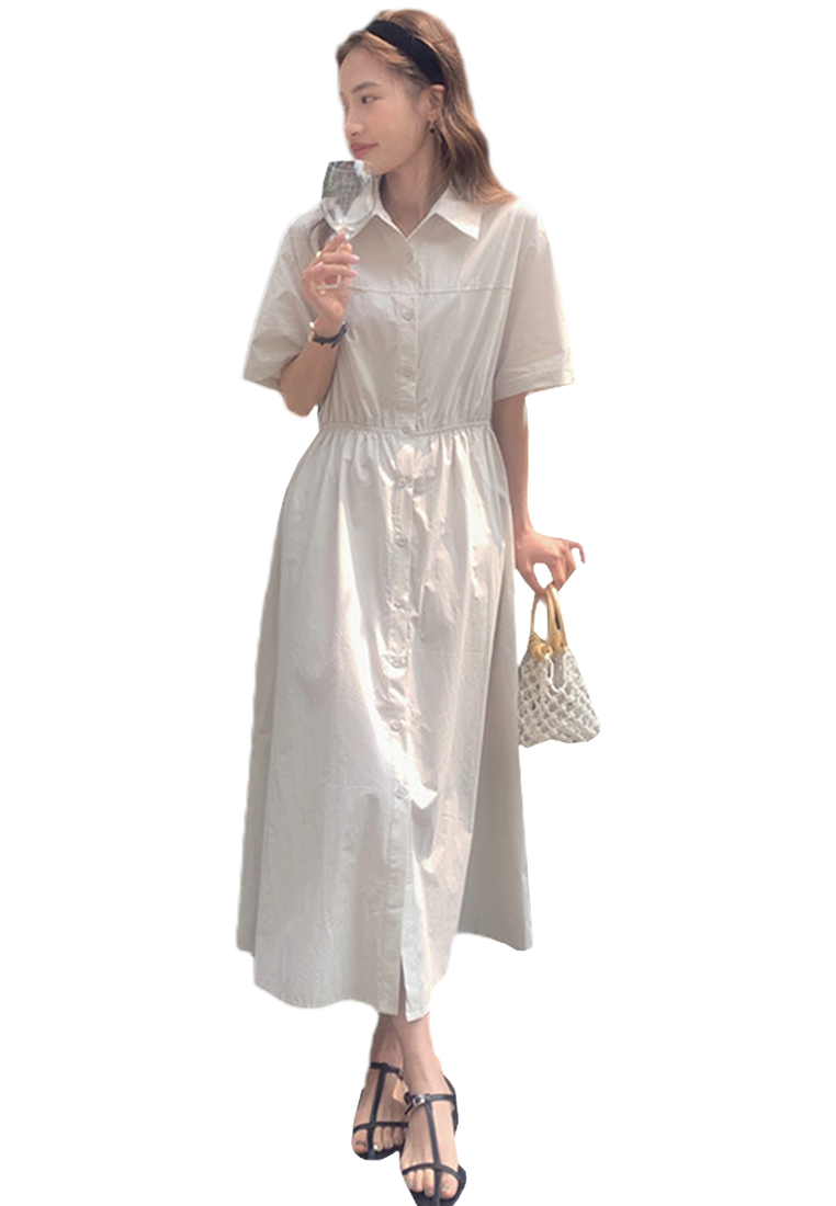 2024 minimalist temperament casual solid color dress CA24041055BE