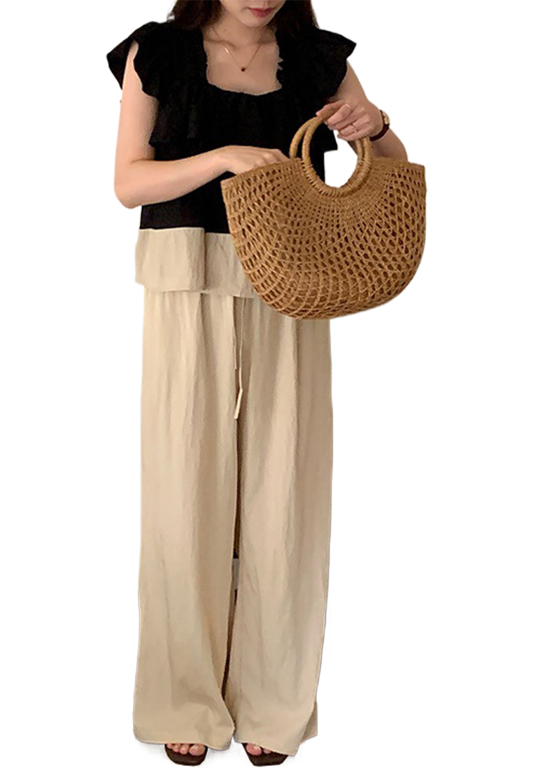 Korean chic summer blouse + high waist wide leg trousers set CA225042285MT