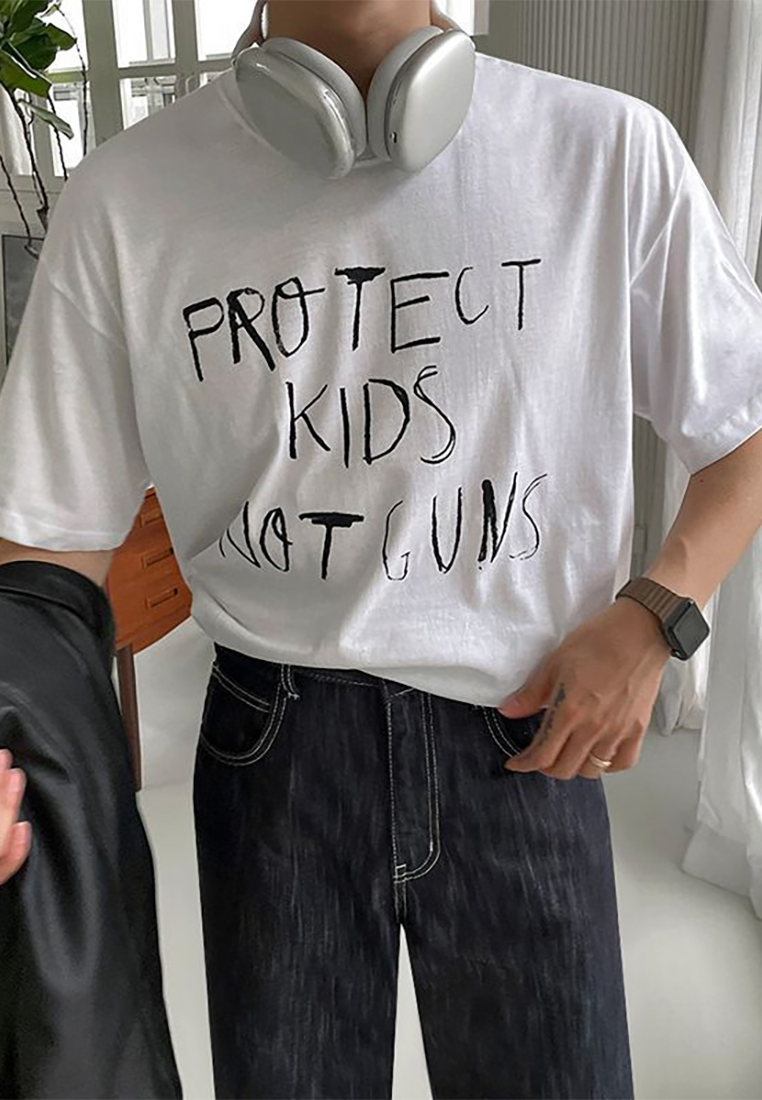 Men's summer graffiti letter print round neck T-shirt CA25052355W