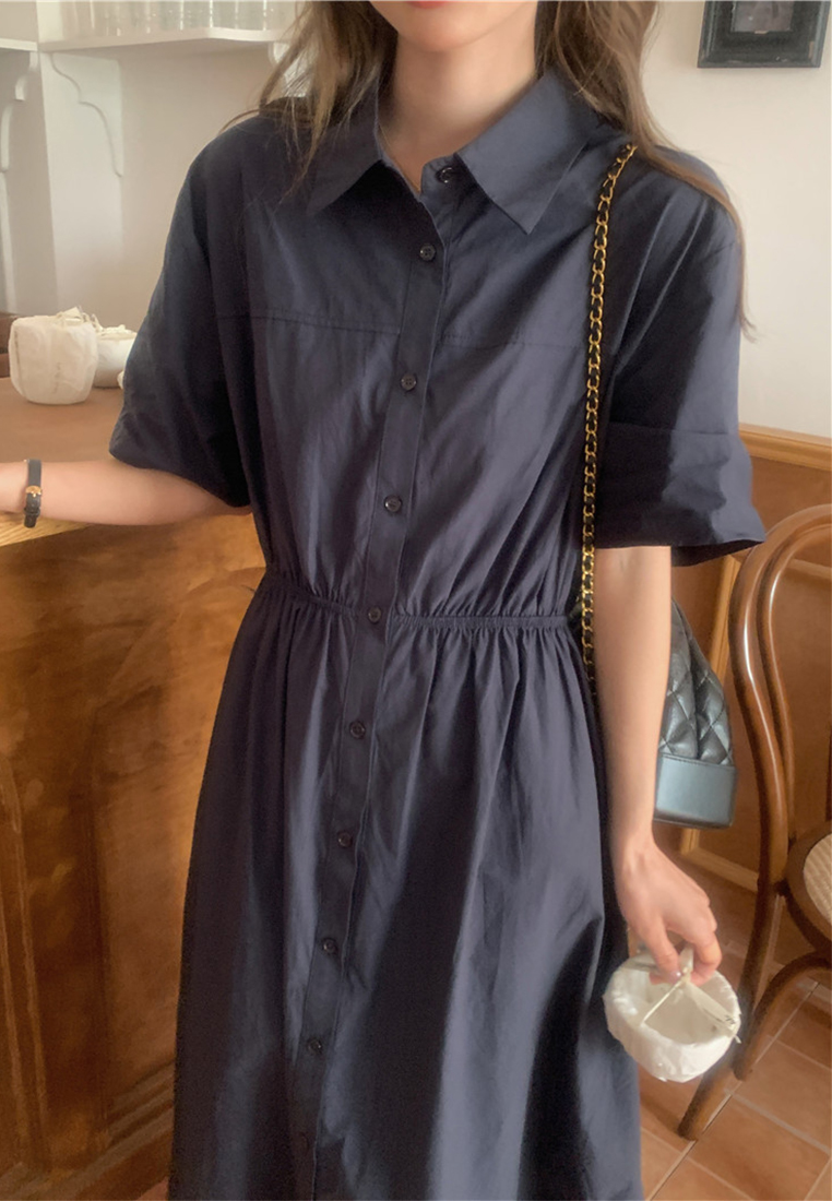 2024 minimalist temperament casual solid color dress CA24041055BE