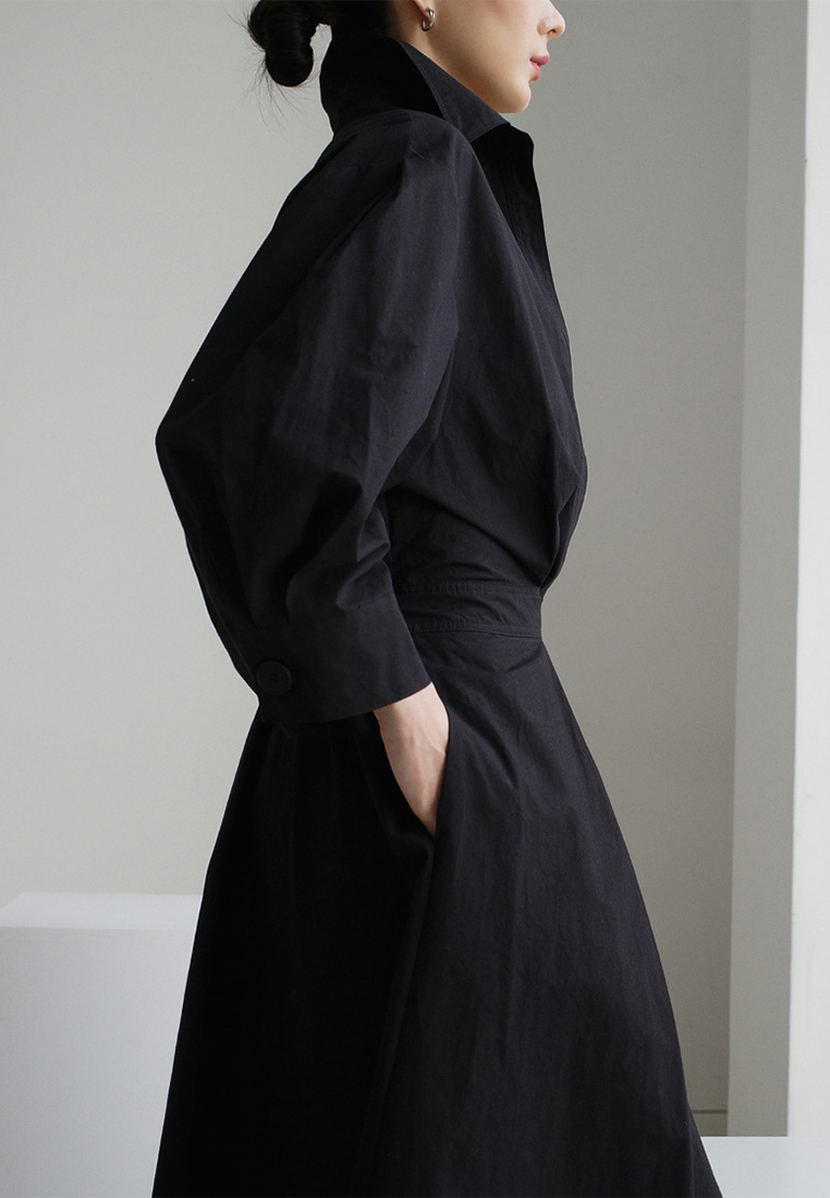 Simple and elegant solid color shirt dress CA101955BE