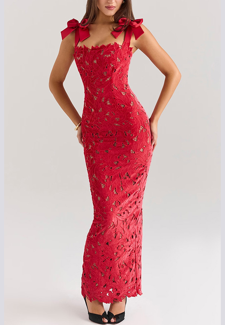 New lace bow casual dress CA25042255RD