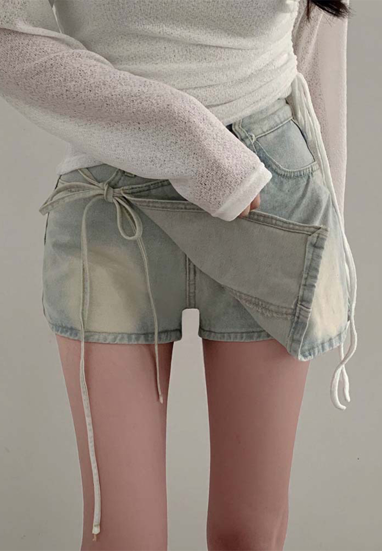 New High Waist Irregular Strap Denim Skirt CA25060355BL