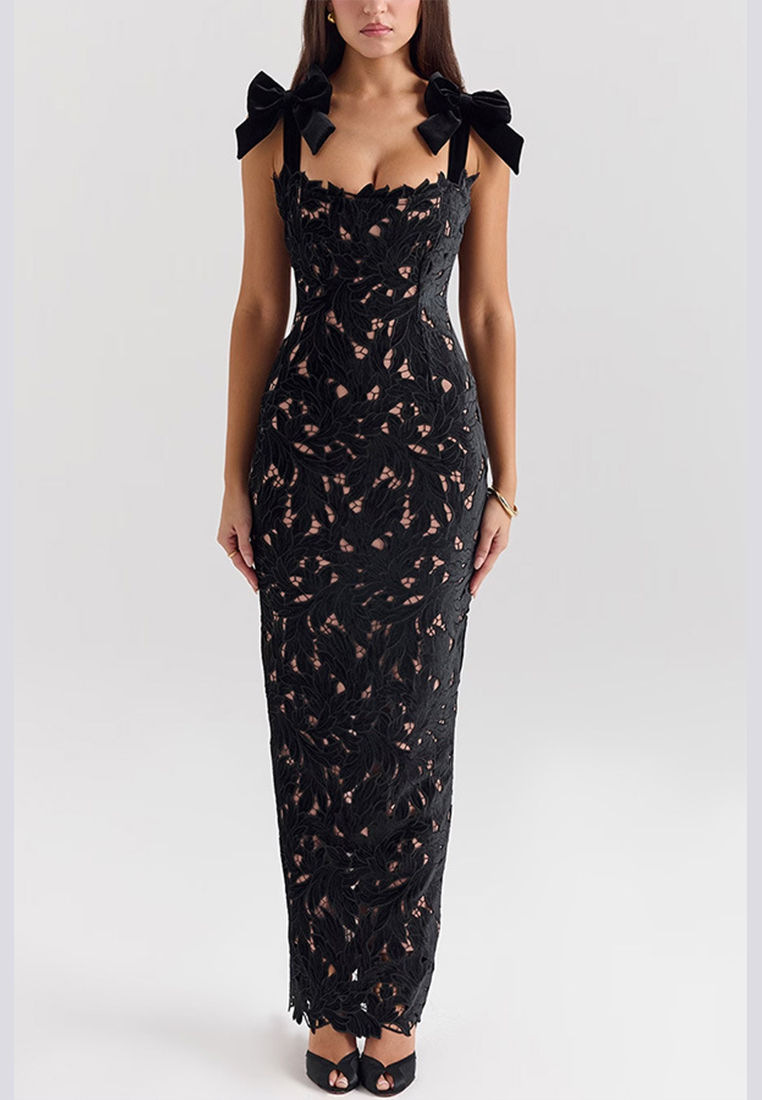 New lace bow casual dress CA25042255RD