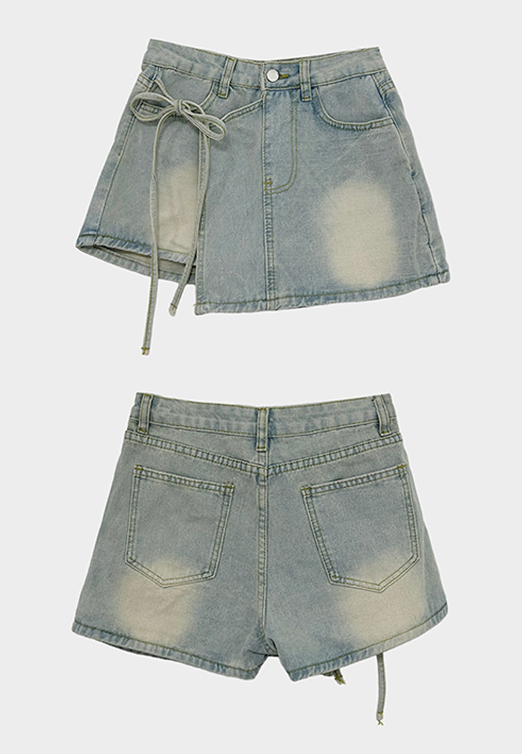 New High Waist Irregular Strap Denim Skirt CA25060355BL
