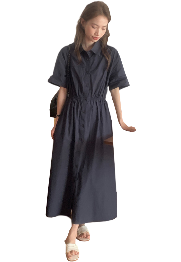 2024 minimalist temperament casual solid color dress CA24041055BE