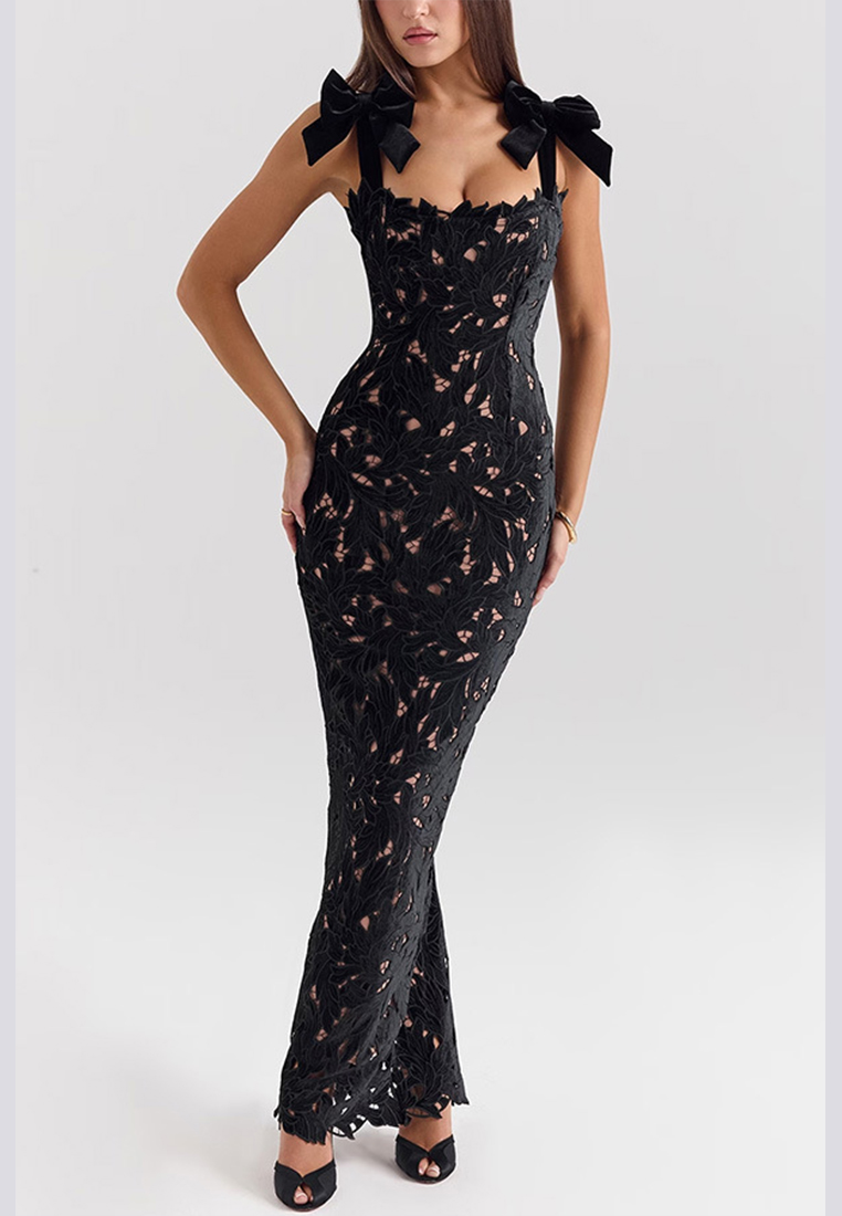 New lace bow casual dress CA25042255RD