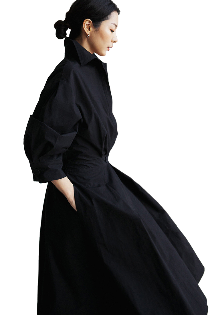 Simple and elegant solid color shirt dress CA101955BE