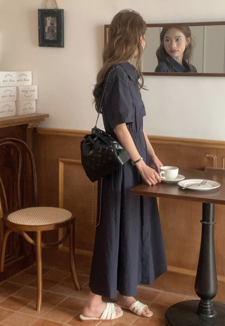 2024 minimalist temperament casual solid color dress CA24041055BE