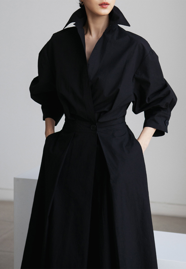 Simple and elegant solid color shirt dress CA101955BE