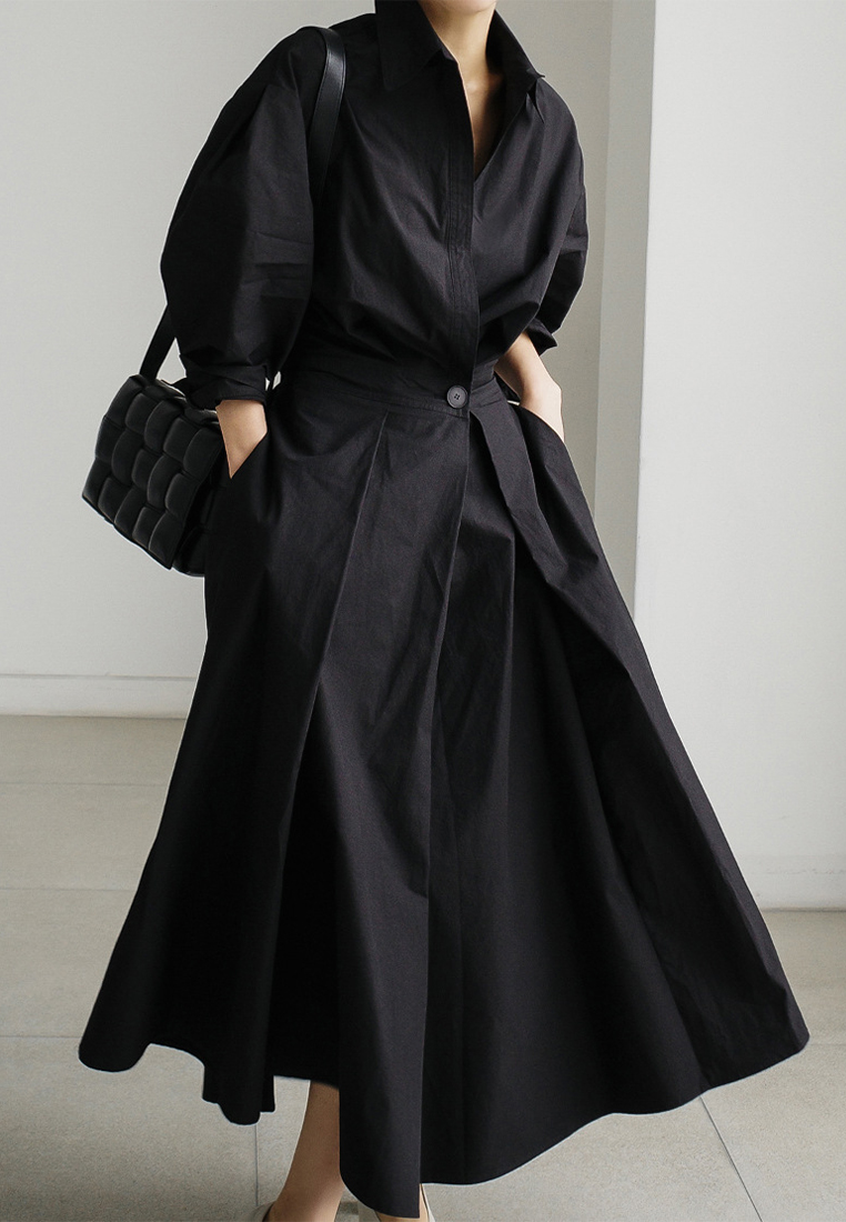 Simple and elegant solid color shirt dress CA101955BE