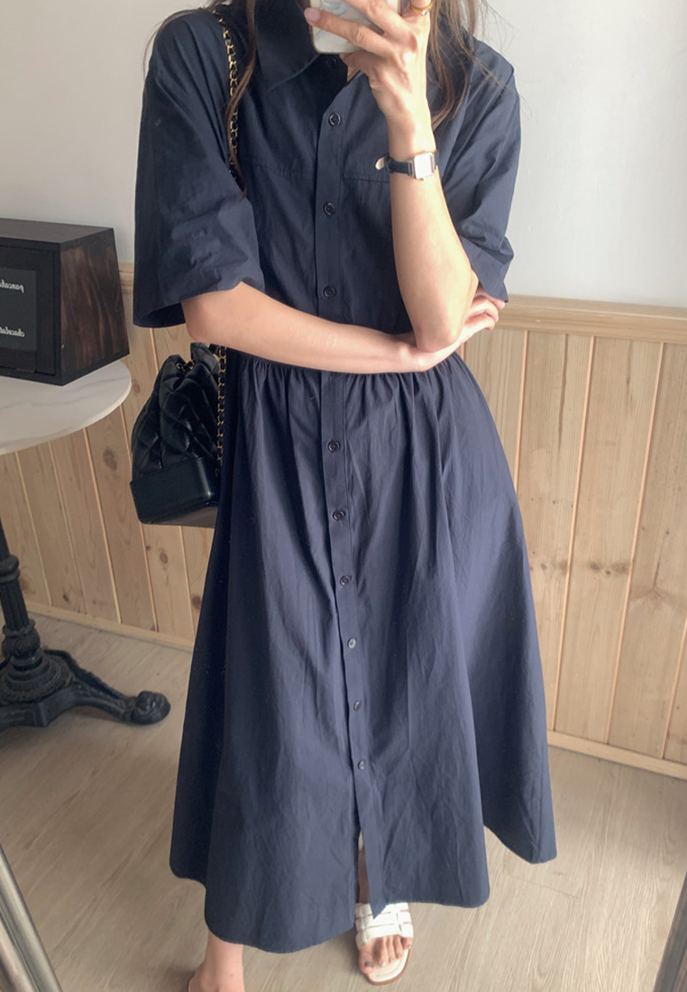 2024 minimalist temperament casual solid color dress CA24041055BE