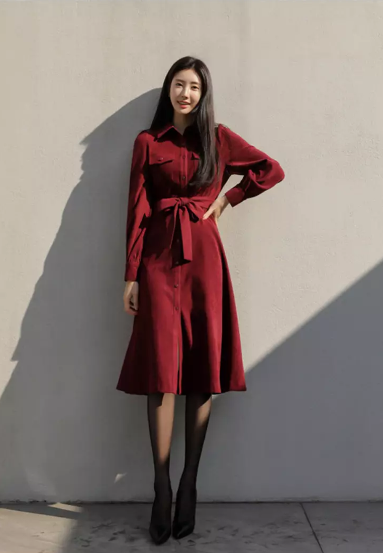 Temperament high waist strappy midi dress K102306RD