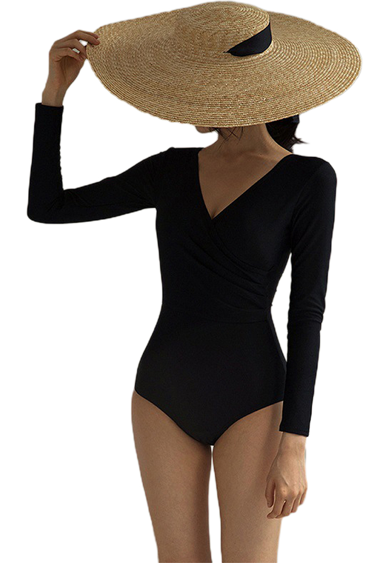 New long-sleeved sunscreen triangle one-piece swimsuit CA24032156