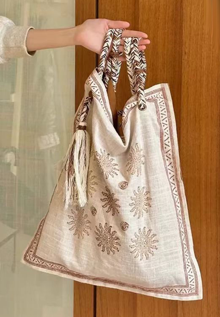 New Linen Ethnic Style Crossbody Tote Bag CA25061756BE