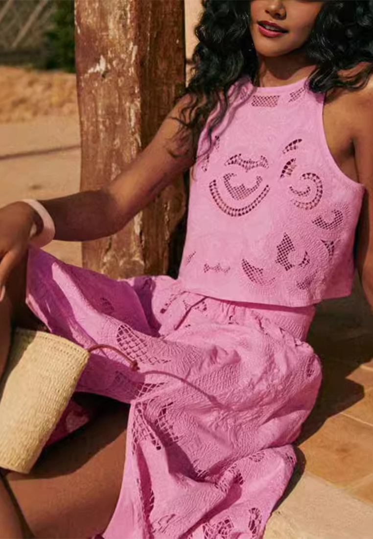 Casual loose sleeveless top and skirt set CA25042256PI