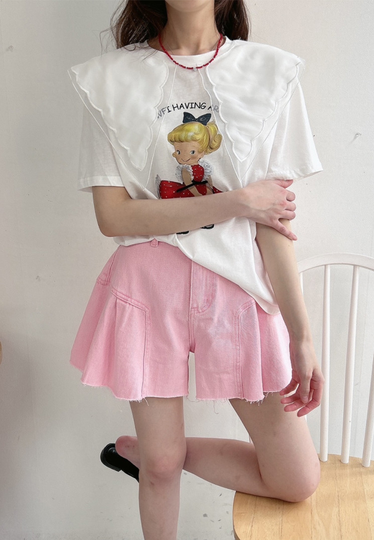 Summer Dopamine Wide Leg Casual Denim Shorts CA25060356PI