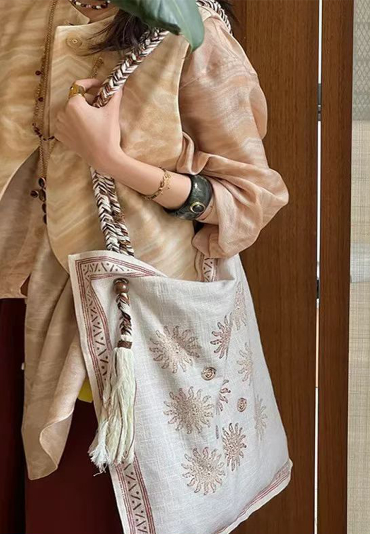 New Linen Ethnic Style Crossbody Tote Bag CA25061756BE