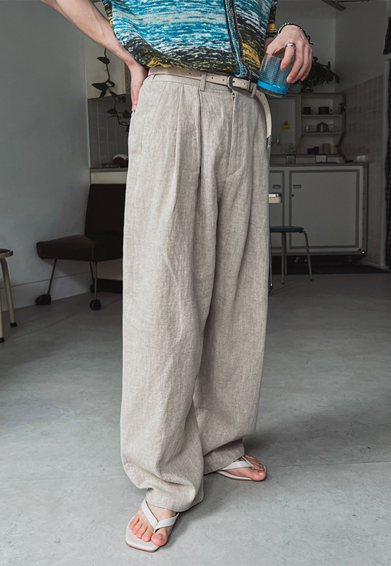 Men's summer linen straight casual trousers CA25052356KI