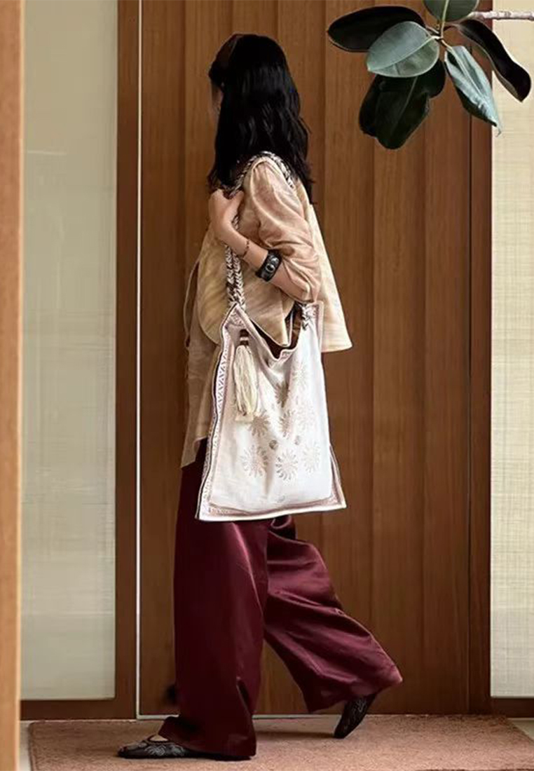 New Linen Ethnic Style Crossbody Tote Bag CA25061756BE