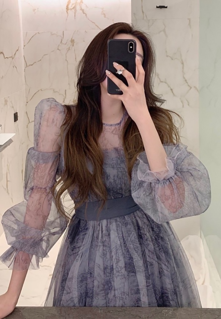 New Spring French Lace-up Waist Dress CA25021302BL