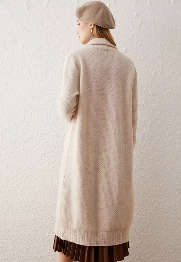 Wool Loose Padded Over-The-Knee Cardigans Coat A21092819BE