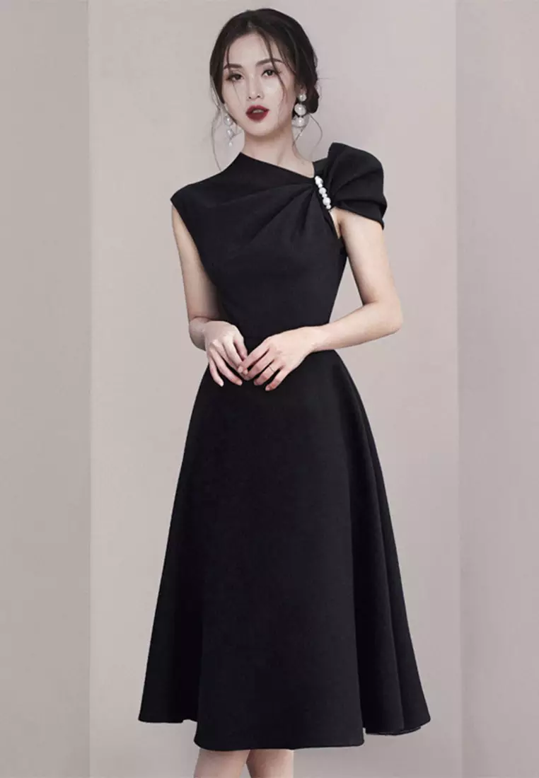 2024 French style slim fit dress CA24102538BK