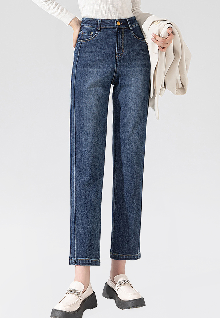 Fashionable and simple high waisted Korean style nine-point jeans for women CA101957
