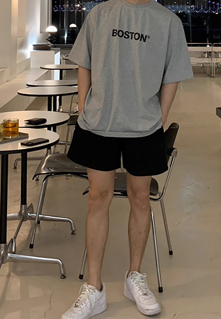 Men's summer loose letter printed cotton short-sleeved shirt CA25052357BK