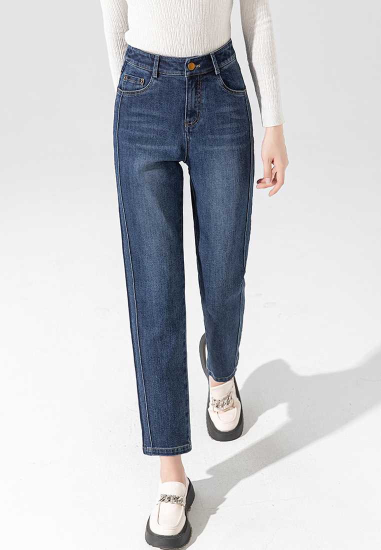 Fashionable and simple high waisted Korean style nine-point jeans for women CA101957