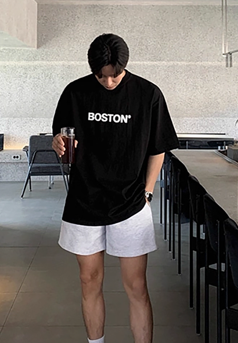 Men's summer loose letter printed cotton short-sleeved shirt CA25052357BK