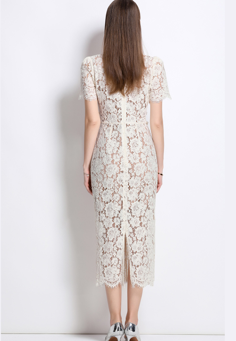 Summer butterfly diamond lace short-sleeved dress CA225042257BE