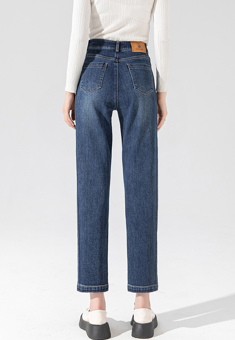 Fashionable and simple high waisted Korean style nine-point jeans for women CA101957