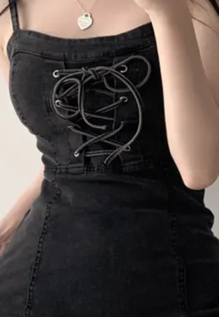 Versatile and sexy waist cinching suspender dress CA25032757BL