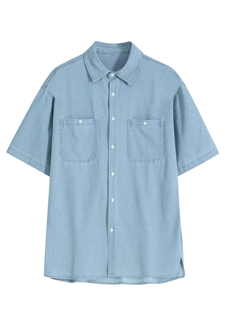 Men's summer vintage washed denim T-shirt CA24051458