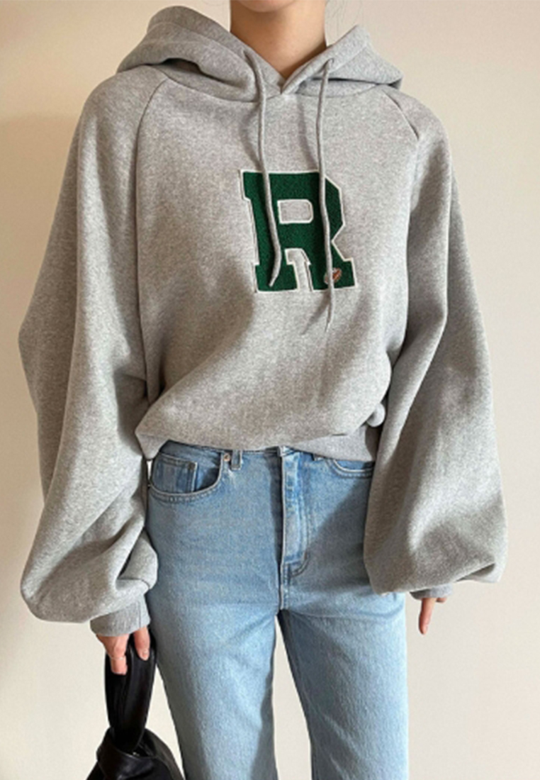 Korean style plush thick letter hooded top CA241128158GY