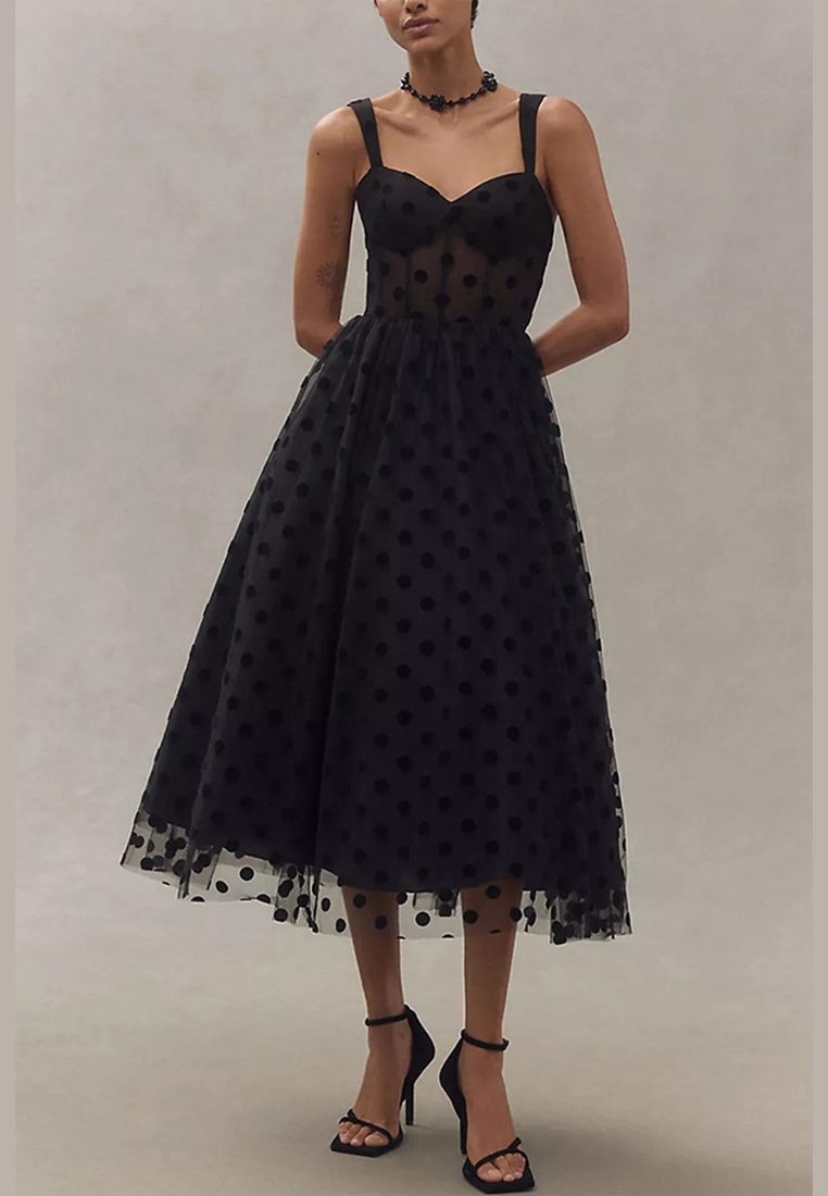 New sexy mesh zipper dress CA25042258BK