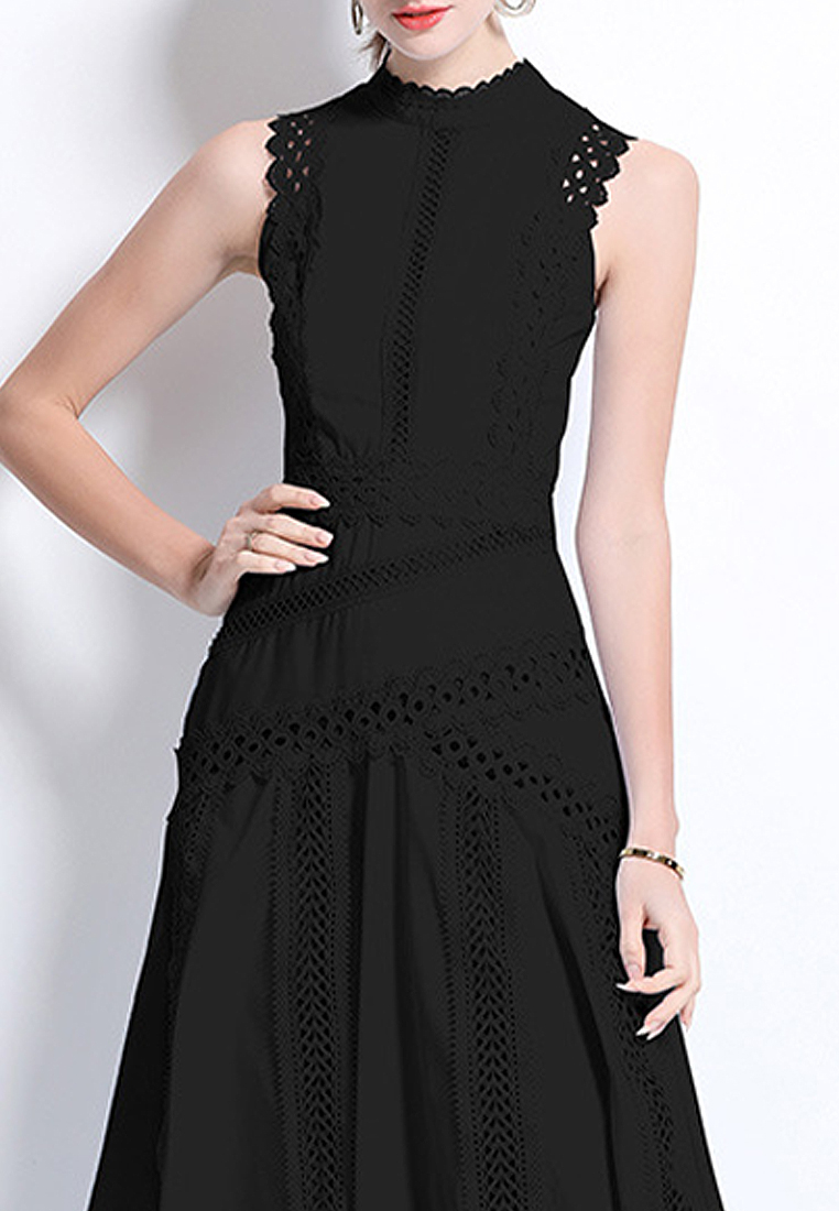 New European lace hollow sleeveless waist dress CA225042258BL