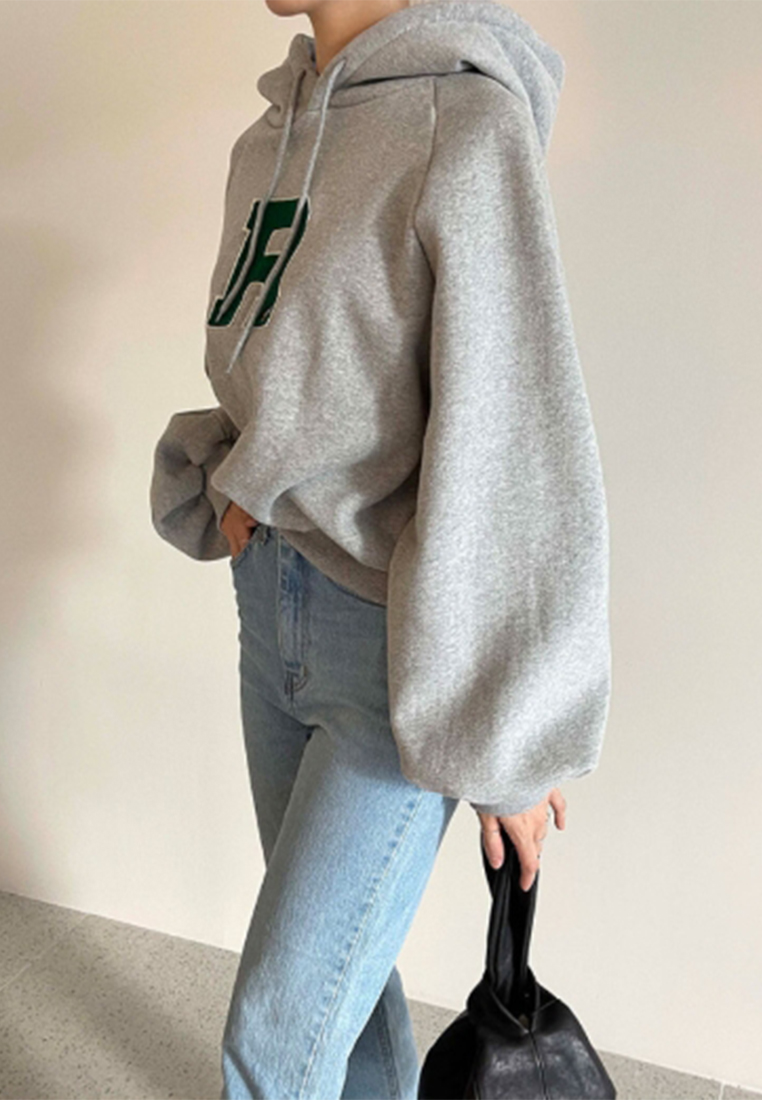 Korean style plush thick letter hooded top CA241128158GY