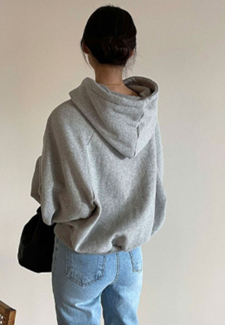 Korean style plush thick letter hooded top CA241128158GY