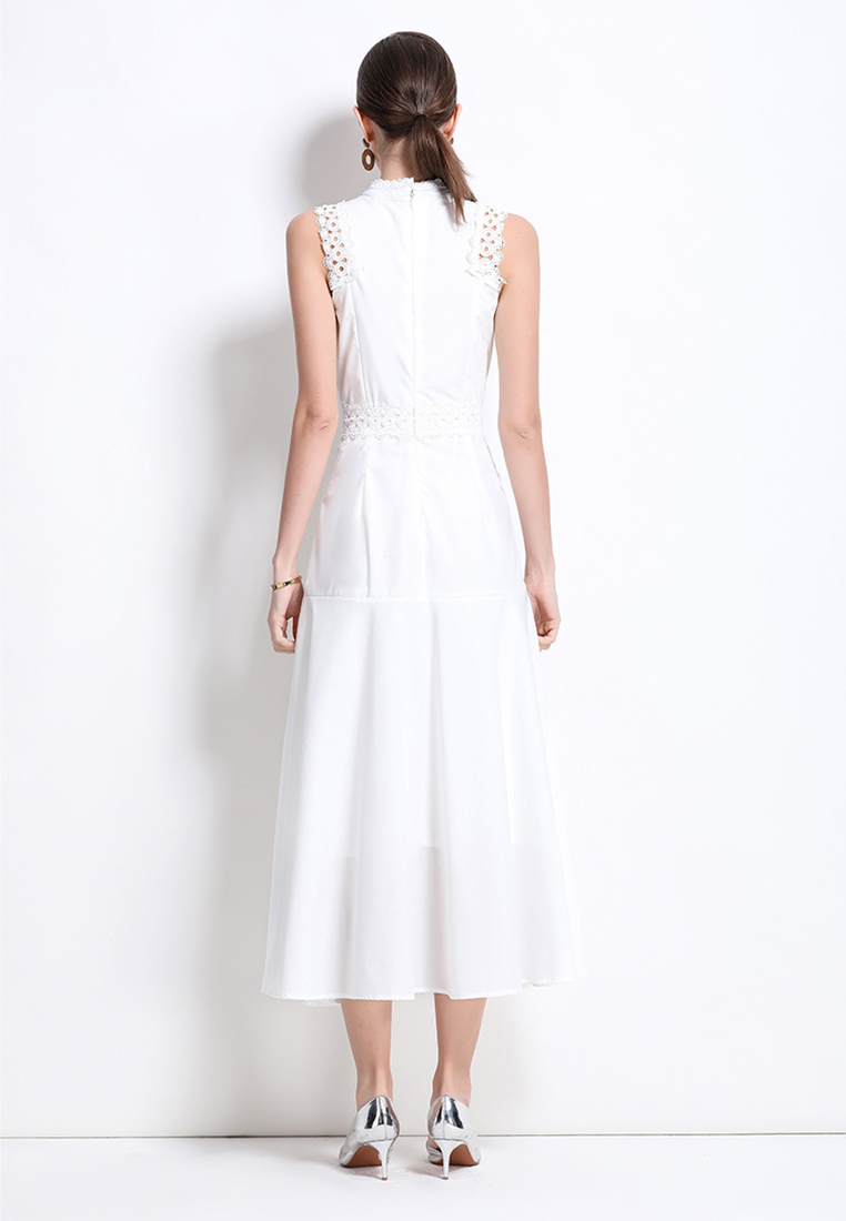 New European lace hollow sleeveless waist dress CA225042258BL