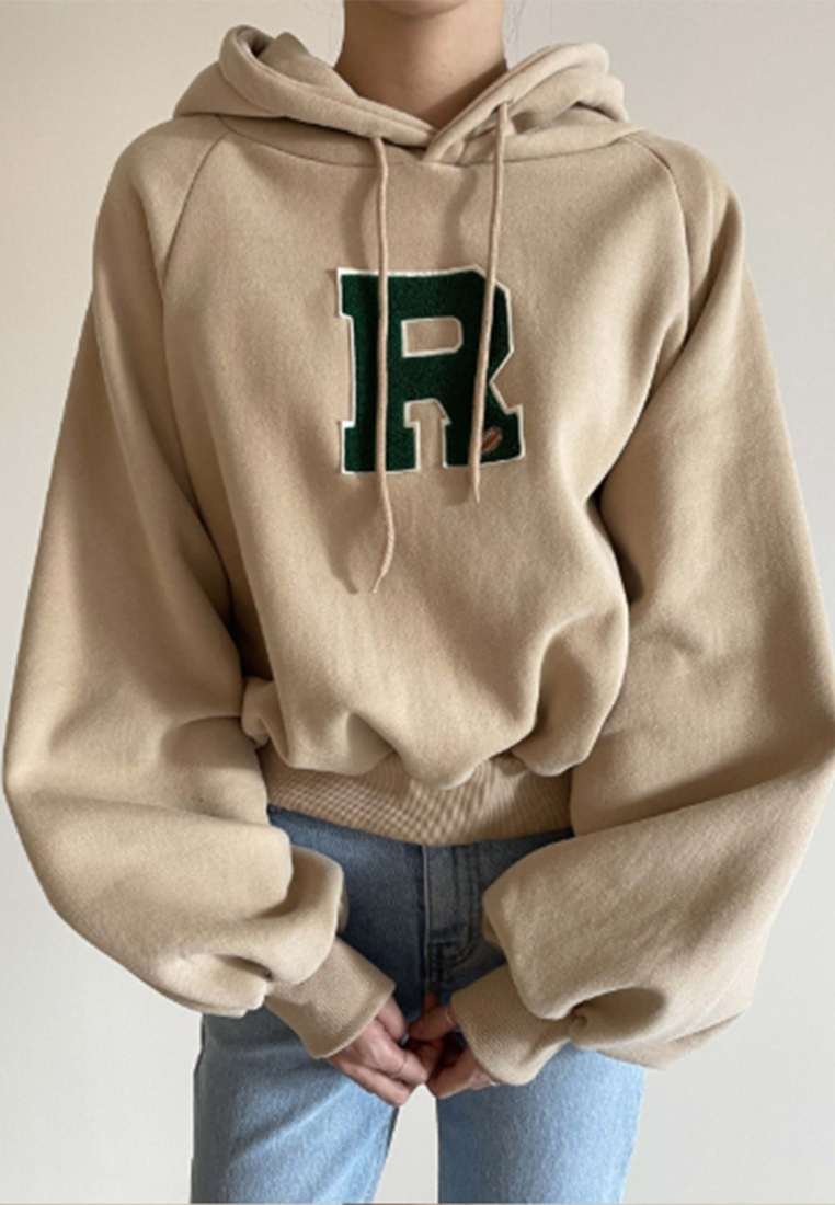 Korean style plush thick letter hooded top CA241128158GY