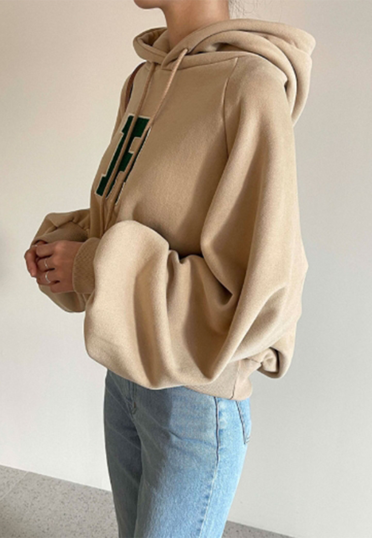 Korean style plush thick letter hooded top CA241128158GY
