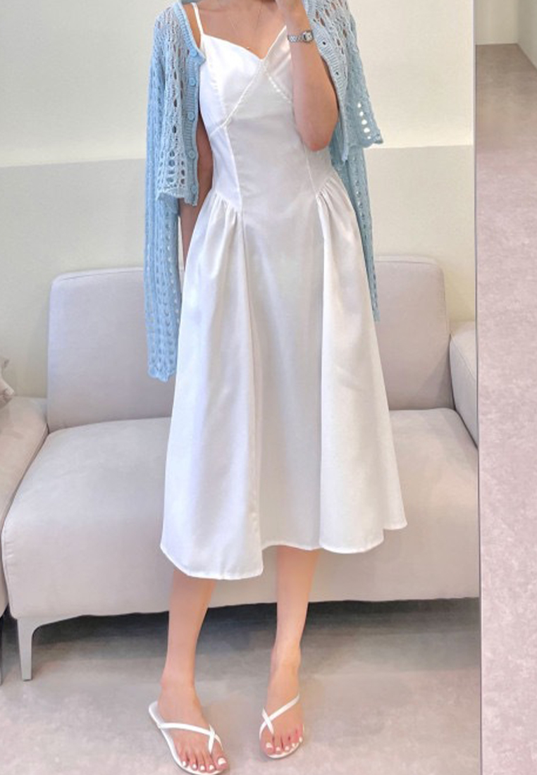 Korean Summer Splicing Waist Strap Dress CA25032734BL