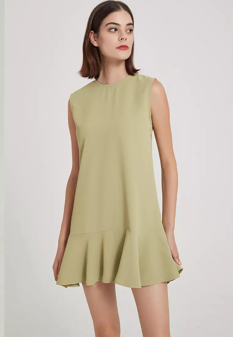 Temperament simple pure red matte satin one piece dress B22041208RD