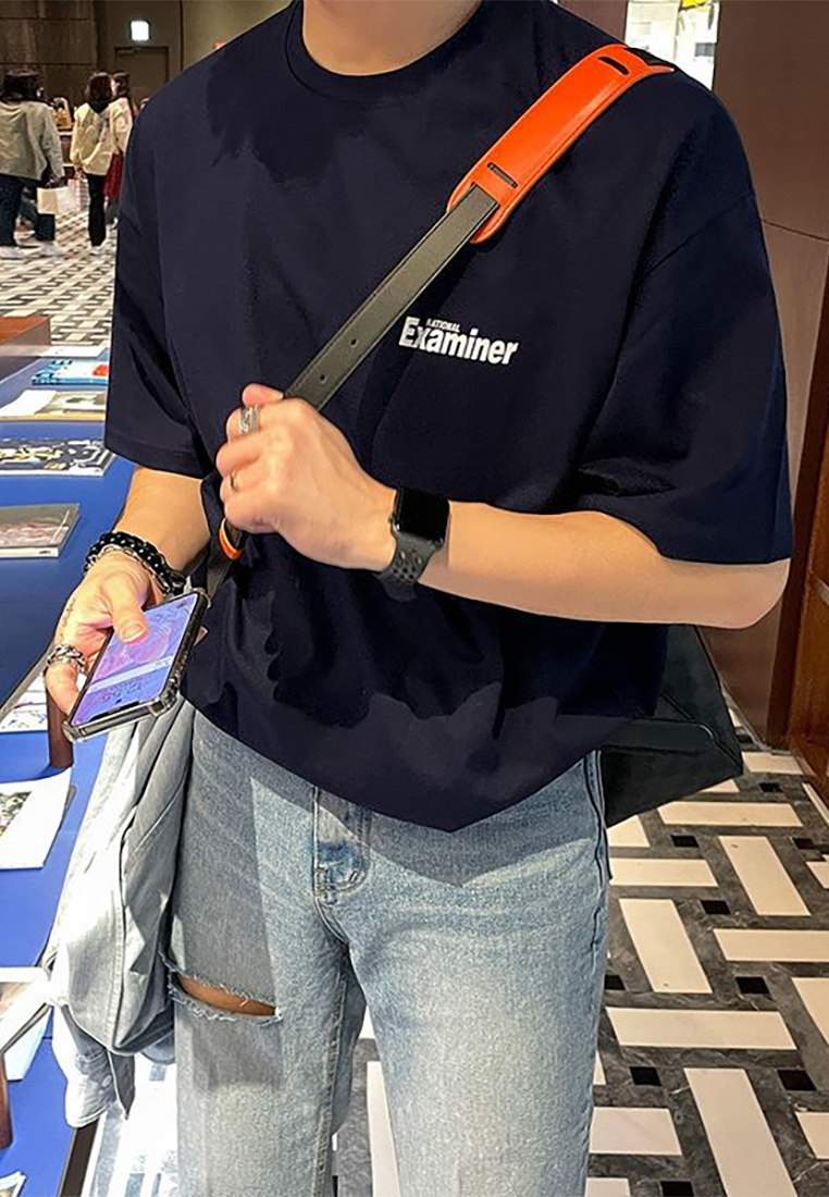 Summer Korean loose letter print cotton T-shirt CA25052358BL