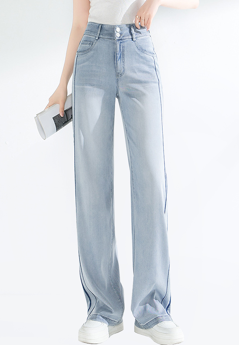 Fashionable Simple and Versatile Straight Leg Wide Leg Pants Jeans CA101959LGBL