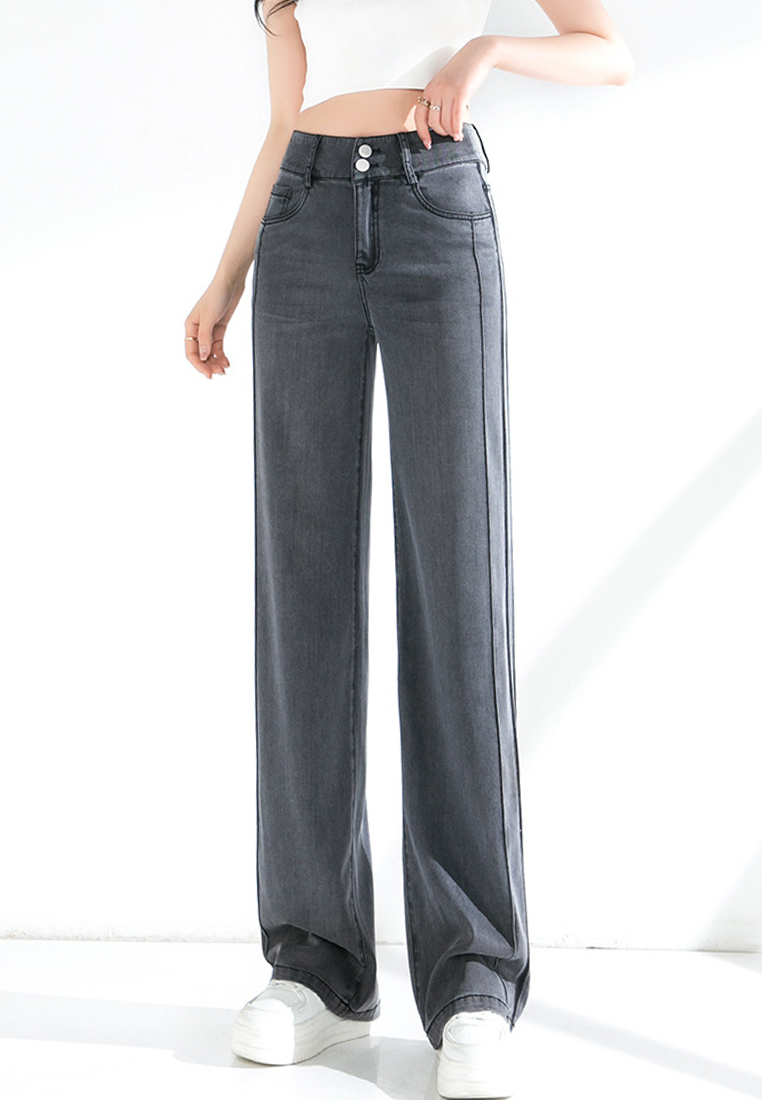 Fashionable Simple and Versatile Straight Leg Wide Leg Pants Jeans CA101959LGBL
