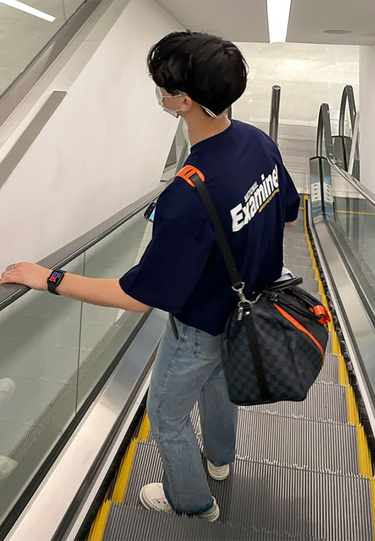 Summer Korean loose letter print cotton T-shirt CA25052358BL